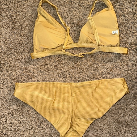 Aerie Ribbed Metallic Gold Bikini Set - Picture 9 of 12